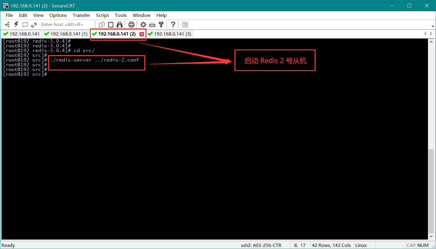开启 Redis 2 号从机